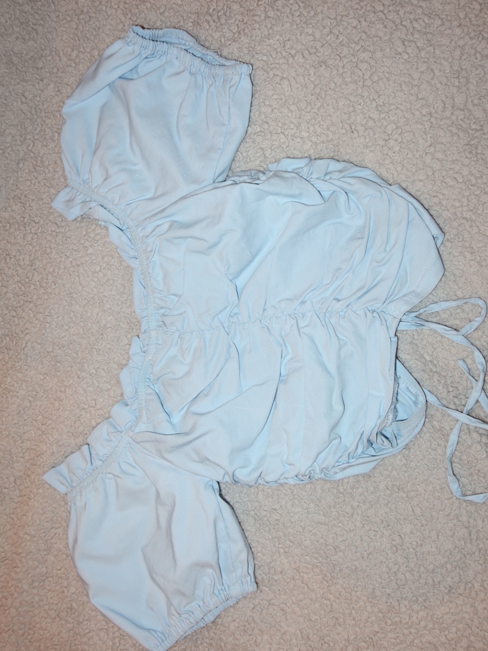Light Blue Off-Shoulder Ruched Crop Top